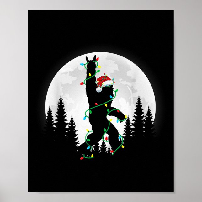 Affiche Bigfoot Père Noël Feux d'arbre de Noël Funky Noël  (Devant)