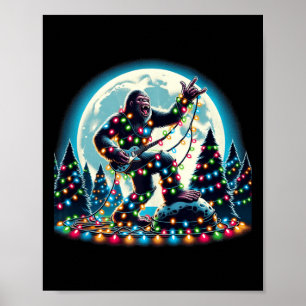 Affiche Bigfoot Père Noël Feux d'arbre de Noël Funky Noël 