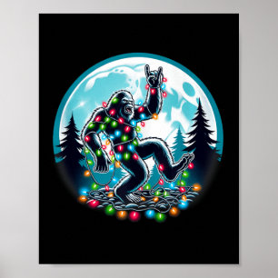 Affiche Bigfoot Père Noël Feux d'arbre de Noël Funky Noël 