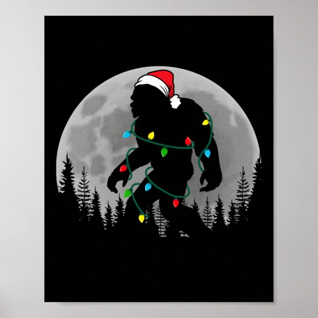 Affiche Bigfoot Père Noël Feux d'arbre de Noël Funky Noël  (Devant)