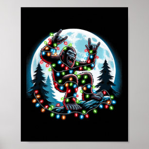 Affiche Bigfoot Père Noël Feux d'arbre de Noël Funky Noël 