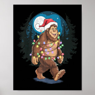 Affiche Bigfoot Père Noël Feux d'arbre de Noël Funky Noël