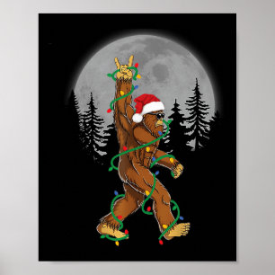 Affiche Bigfoot Père Noël Feux d'arbre de Noël Funky Noël
