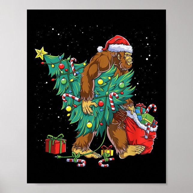 Affiche Bigfoot Père Noël Feux d'arbre de Noël Funky Noël  (Devant)