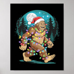 Affiche Bigfoot Père Noël Feux d'arbre de Noël Funky Noël 
