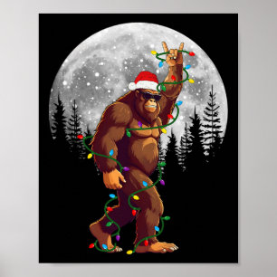 Affiche Bigfoot Père Noël Feux d'arbre de Noël Funky Noël
