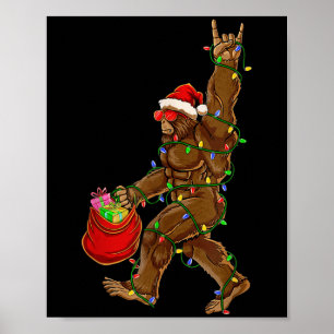 Affiche Bigfoot Père Noël Lumières de Noël Rock Drôle Sasq