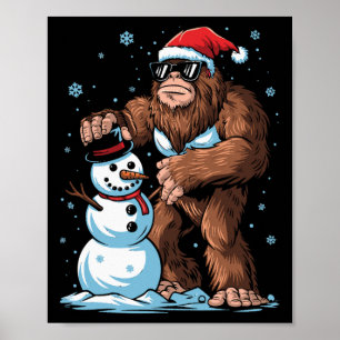 Affiche Bigfoot Père Noël Snowman Garçons Hommes Noël Noël