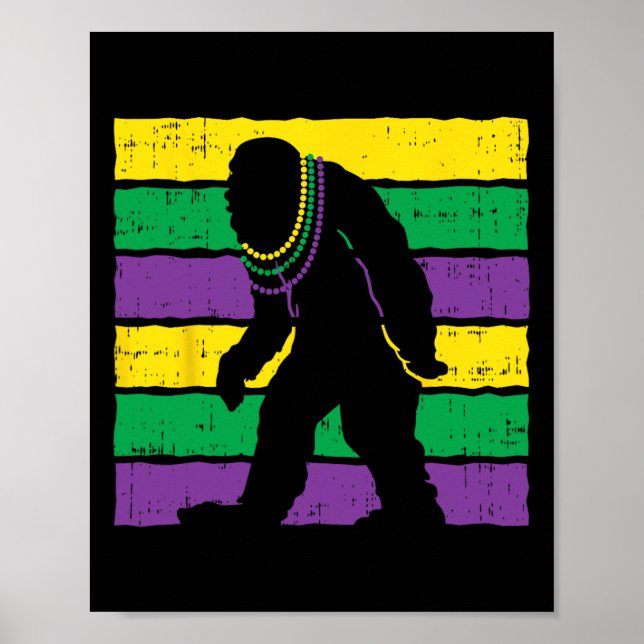 Affiche Bigfoot perles Sasquatch violet vert jaune amusant (Devant)