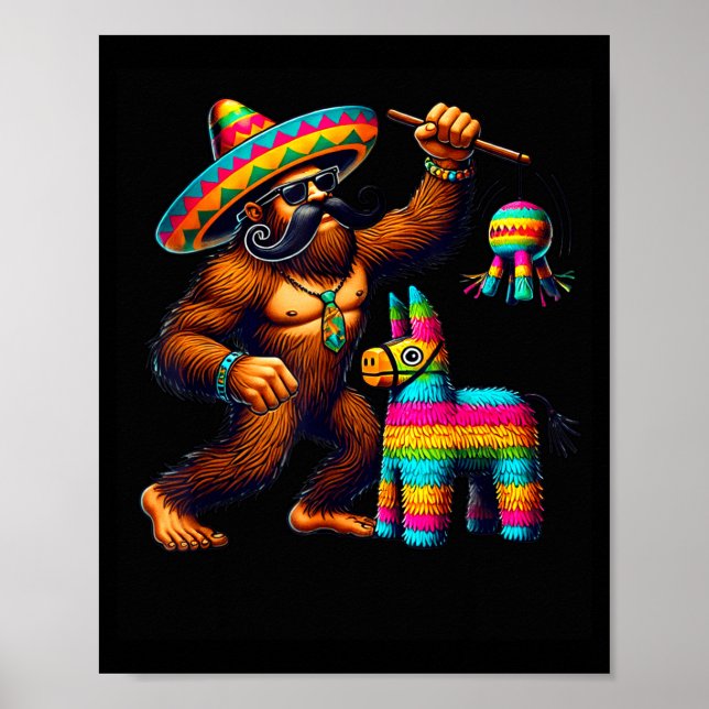 Affiche Bigfoot Pinata Cinco De Mayo Mexicain Sasquatch En (Devant)