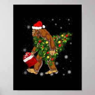 Affiche bigfoot portant noël arbre sasquatch croyant