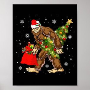 Affiche Bigfoot portant Noël Arbre Sasquatch Croyant