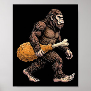Affiche Bigfoot portant un pilon de poulet amoureux de Sas