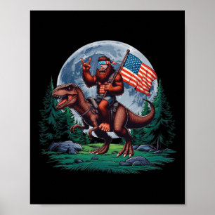 Affiche Bigfoot Rock Sur Mullet Bandana Riding T-rex Full 