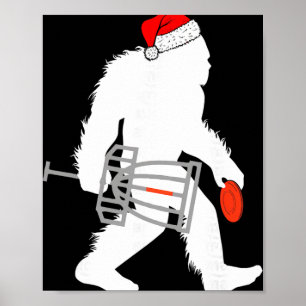 Affiche Bigfoot Santa Disc Golf Noël Disque Golfeur Xmas