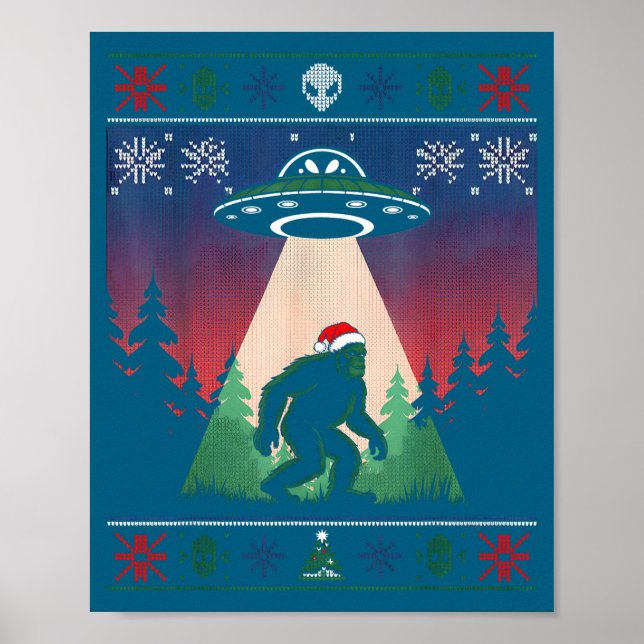Affiche Bigfoot Santa Ufo Alien Funny Ugly Christmas Sweat (Devant)
