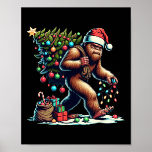 Affiche Bigfoot sapin de Noël éclaire Noël garçons Sasqua