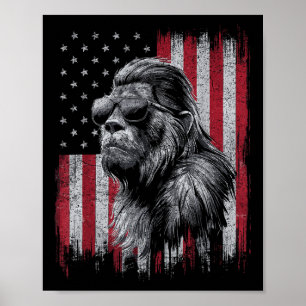 Affiche Bigfoot Sasquatch 4 juillet Patriotique Usa Indepe