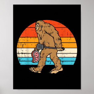 Affiche Bigfoot Sasquatch Barbecue Rétro Grillades Hommes