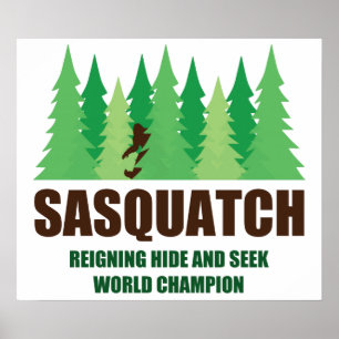 Affiche Bigfoot Sasquatch Cacher et Rechercher Champion du