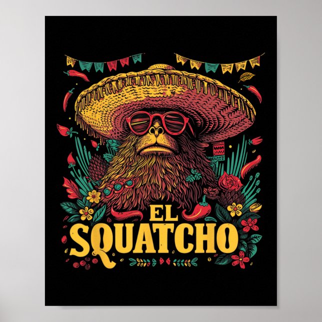 Affiche Bigfoot Sasquatch - Cinco De Mayo Mexicain Sombrer (Devant)