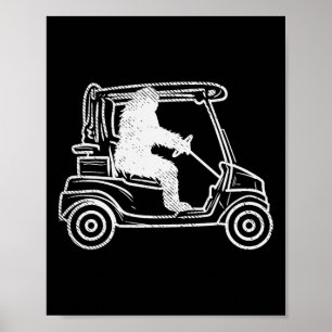Affiche Bigfoot Sasquatch Conduite Golf Panier Funny Golf