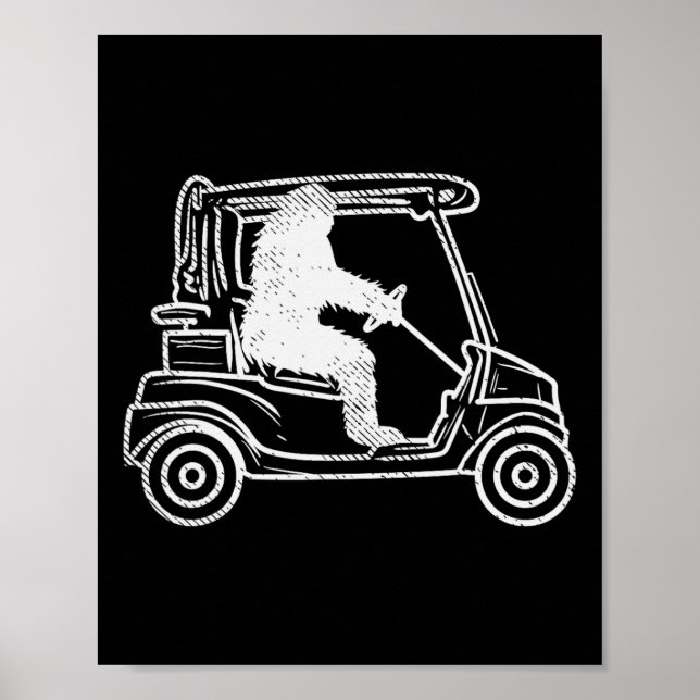 Affiche Bigfoot Sasquatch Conduite Golf Panier Funny Golf (Devant)