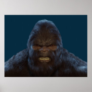 AFFICHE BIGFOOT SASQUATCH FACE PORTRAIT III