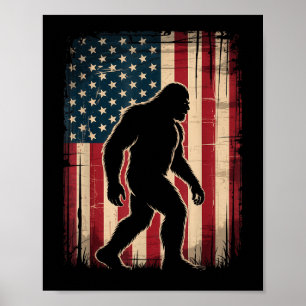 Affiche Bigfoot sasquatch patriotique États-Unis 4 juillet