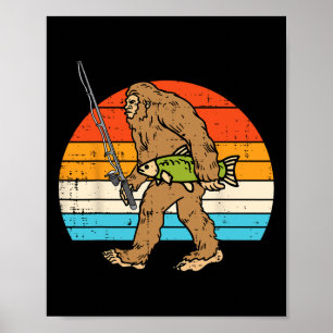 Affiche Bigfoot Sasquatch Pêche Rétro Pêcheur Hommes Femme