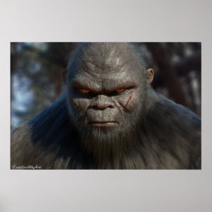 AFFICHE BIGFOOT SASQUATCH PORTRAIT CLOSE UP III