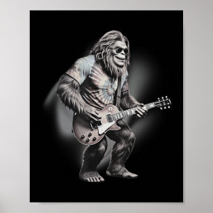 Affiche Bigfoot, Sasquatch Retro Guitar Jam, Amusant Bonne