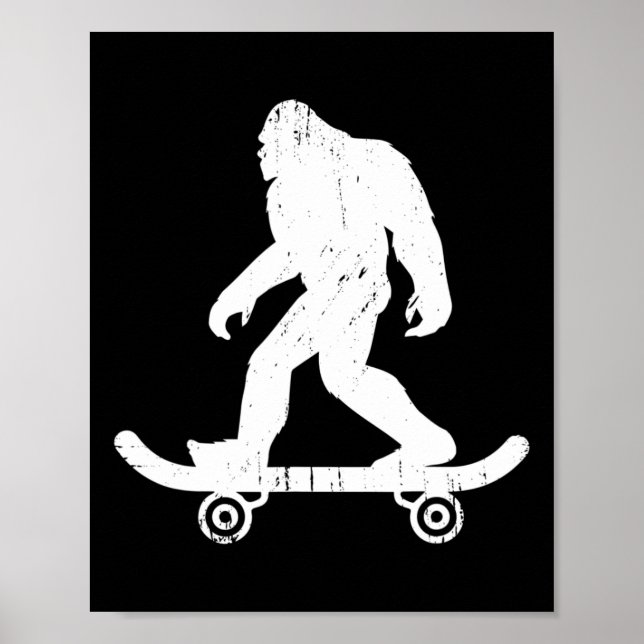Affiche Bigfoot Skateboardeur Yéti Sasquatch Skateboard  (Devant)