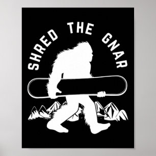 Affiche Bigfoot Snowboard Shredding Gnar Sasquatch Snowboa