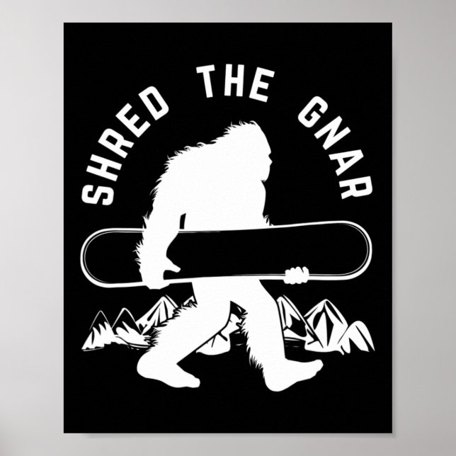 Affiche Bigfoot Snowboard Shredding Gnar Sasquatch Snowboa (Devant)