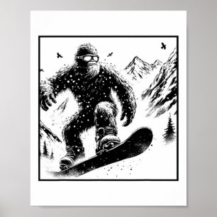 Affiche Bigfoot Snowboardeur - Funny Sasquatch Snowboard