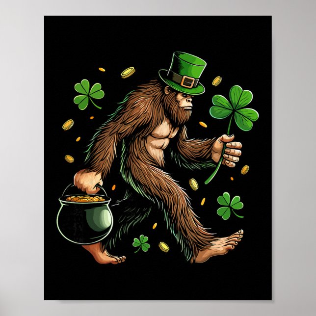 Affiche Bigfoot St Patricks Day Funny Sasquatch Saint Padd (Devant)