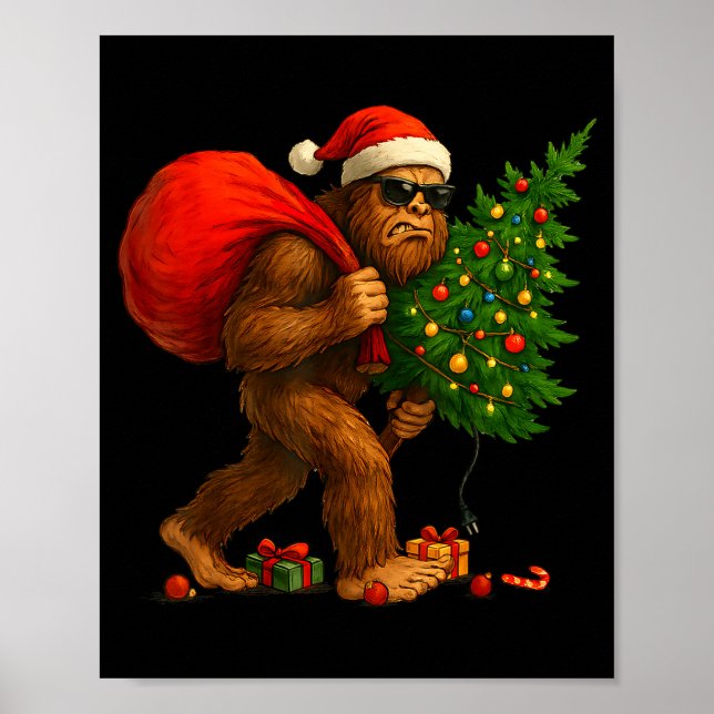 Affiche Bigfoot Stealing Christmas Tree Lights Xmas Boys M (Devant)