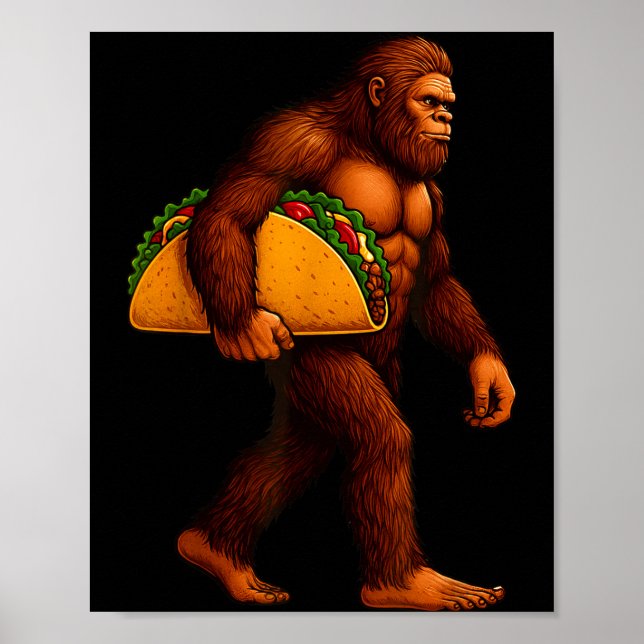 Affiche Bigfoot Taco Sasquatch Walking Taco Funny Shirt Me (Devant)