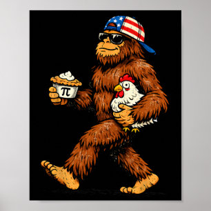 Affiche Bigfoot tenant Pi Math poulet drôle Pi jour enseig
