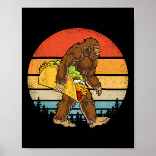 Affiche Bigfoot transportant Taco Drôle Cinco De Mayo Garç