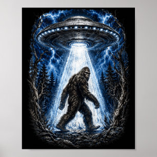 Affiche Bigfoot ufo alien enlèvement drôle sasquatch