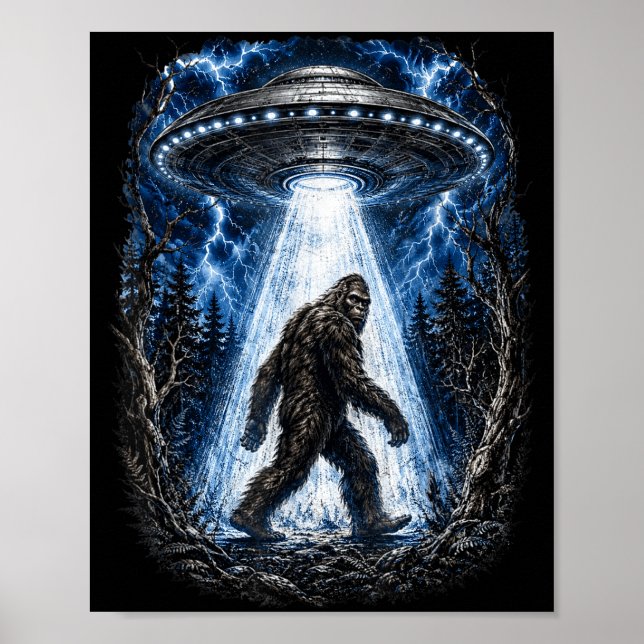Affiche Bigfoot ufo alien enlèvement drôle sasquatch  (Devant)