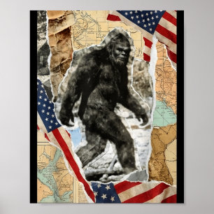 Affiche Bigfoot usa drapeau américain sasquatch patriotiqu