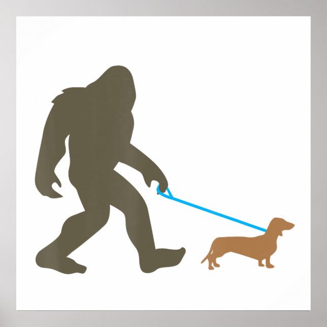 Affiche Bigfoot Walking Dachshund Sasquatch Doxie Chig Cad (Devant)