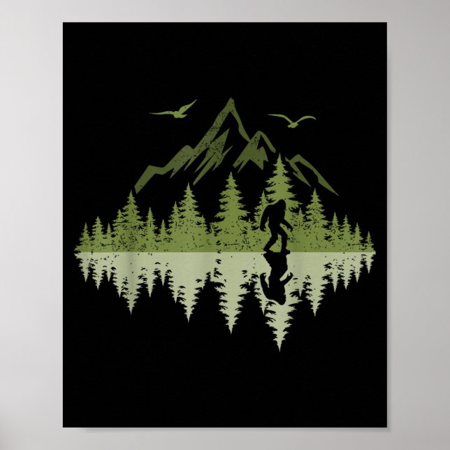 Affiche Bigfoot Walking Forest Sasquatch Woods Parks Men W (Devant)