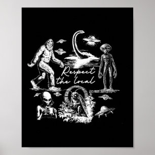 Affiche Bigfoot Wendigo Cryptide OVNI Chasse Alien Respect