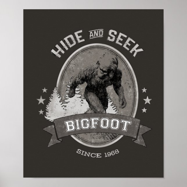 Affiche Bigfoot Yeti. Sasquatch. Rétro, Vintage. (Devant)