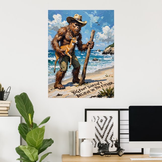 Affiche Bigfoot's Beach Haul : Un cerf et un bâton (Bureau à domicile)