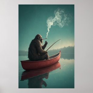 Affiche Bigfoot's Serene Fishing Retreat : Mystical Lake